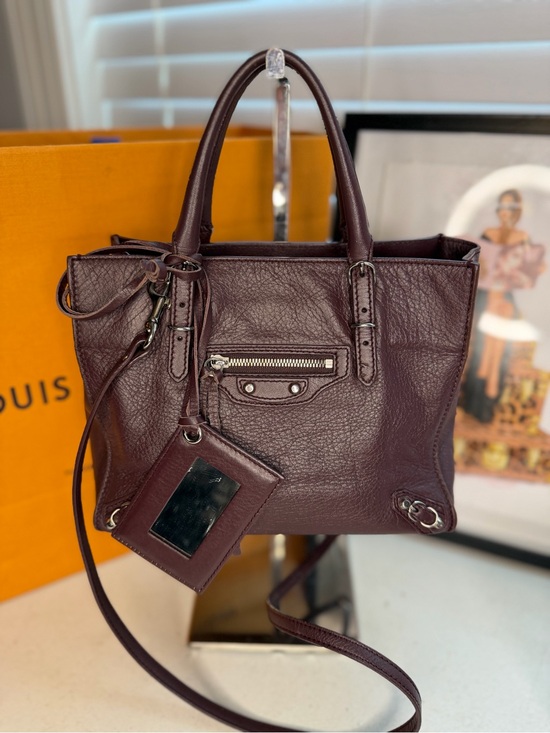 Balenciaga Handbags - Balenciaga Papier Mini A4 Tote Burgundy Leather Crossbody